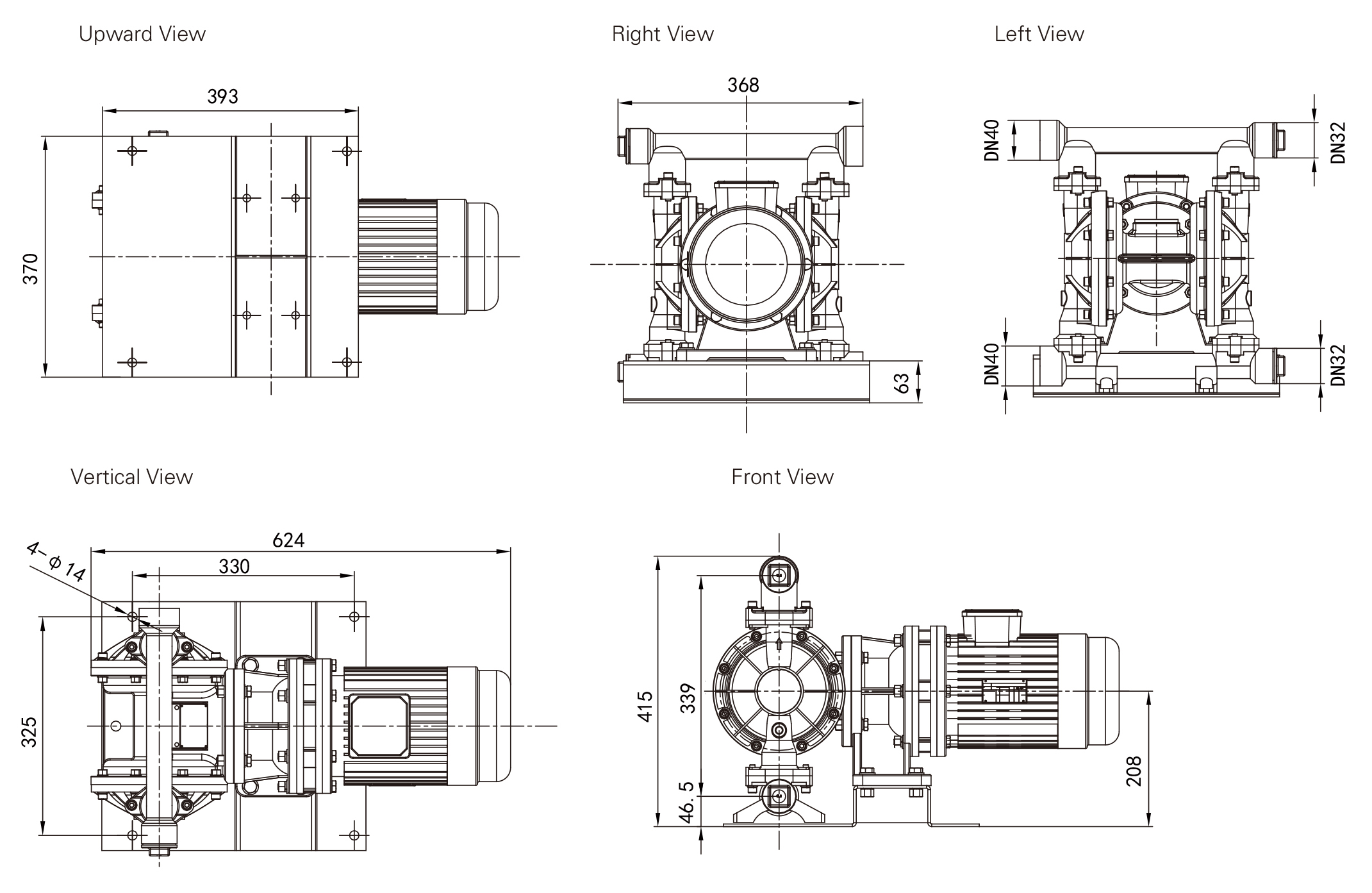 DBY3 32 40 Stainless Steel Nodular cast iron dimension