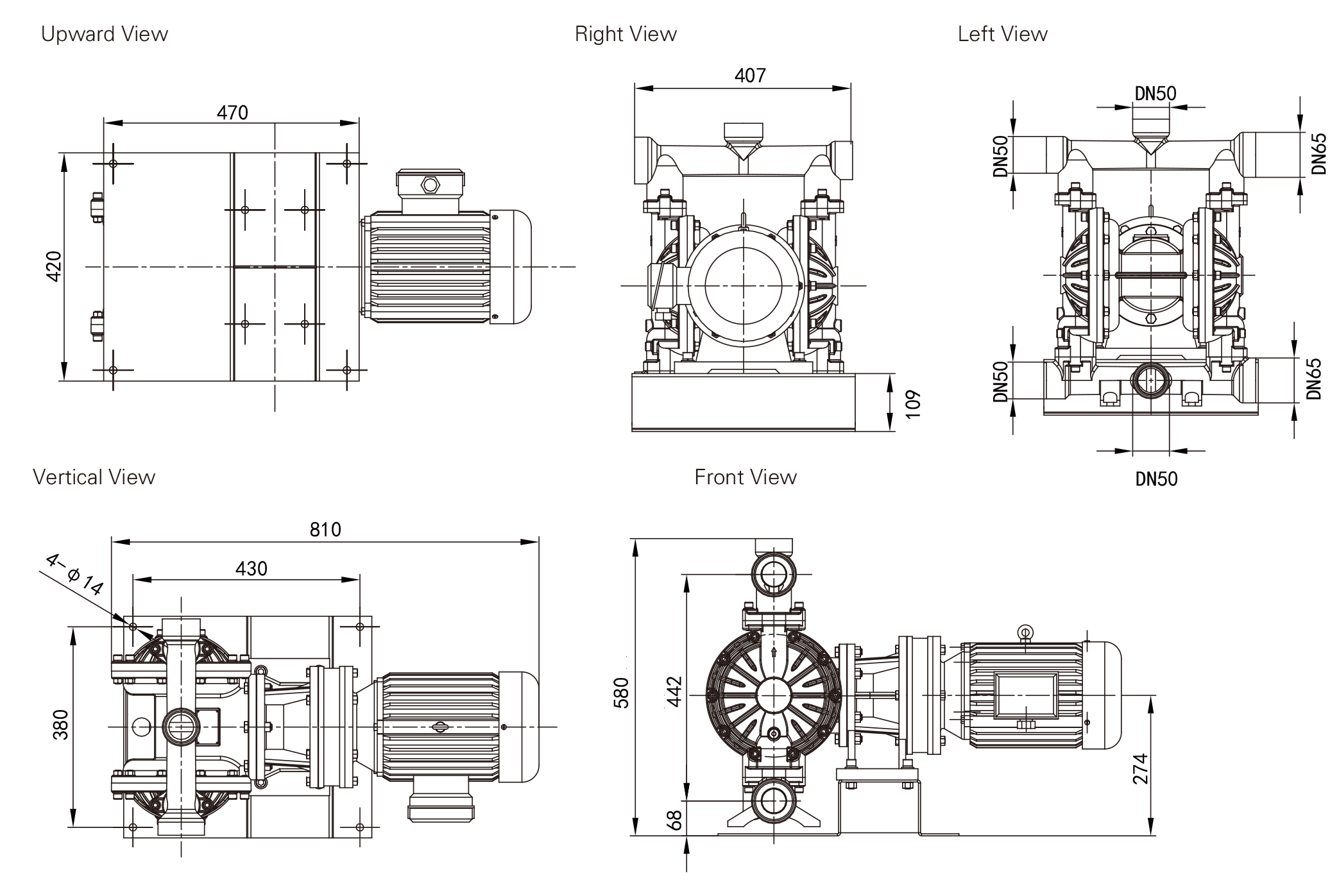 DBY3 50 65 Aluminum alloy dimension