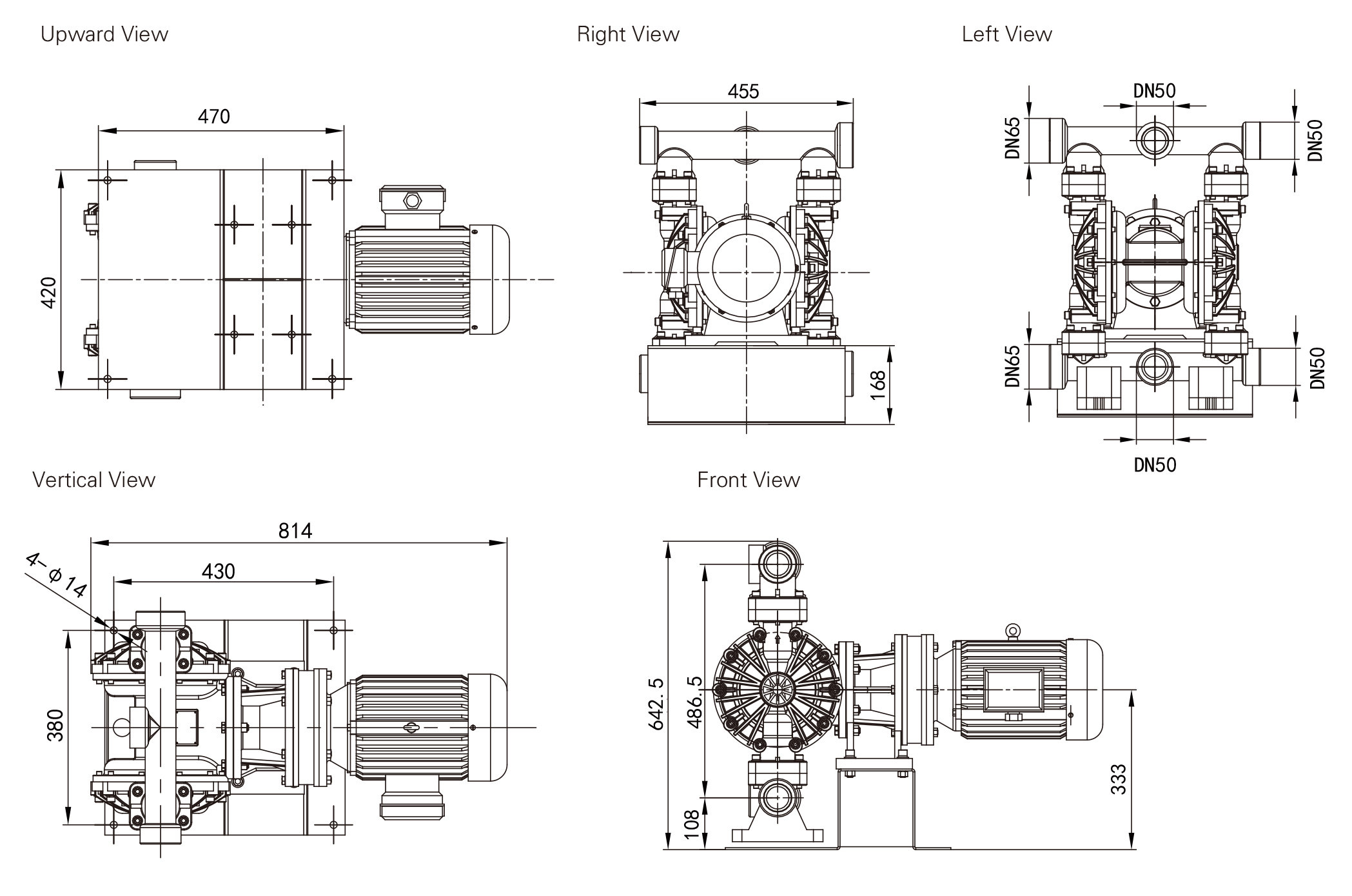 DBY3 50 65 Engineering plastics Fluorine plastic dimension