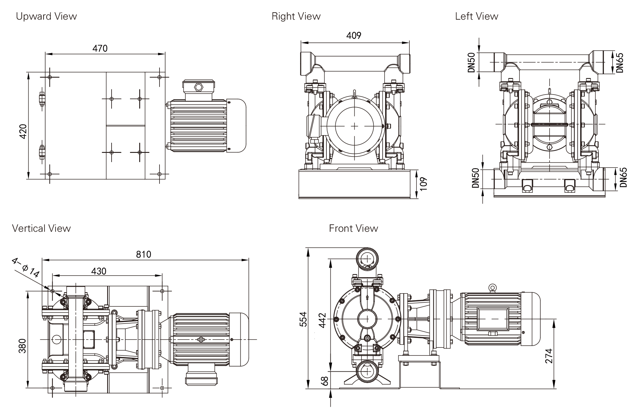 DBY3 50 65 Stainless Steel Nodular cast iron dimension