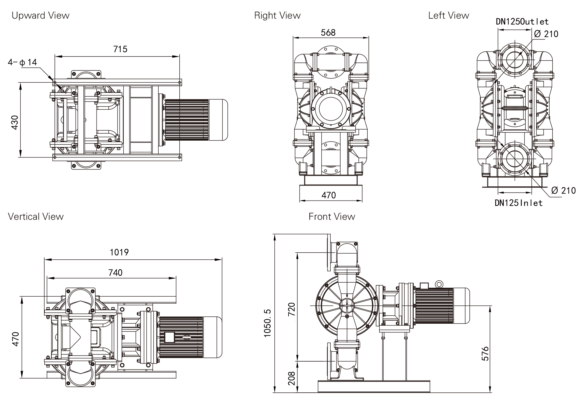 DBY4 125 S Stainless Steel Nodular cast iron dimension 1